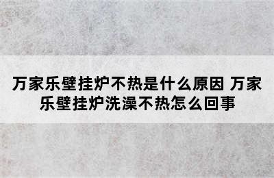 万家乐壁挂炉不热是什么原因 万家乐壁挂炉洗澡不热怎么回事